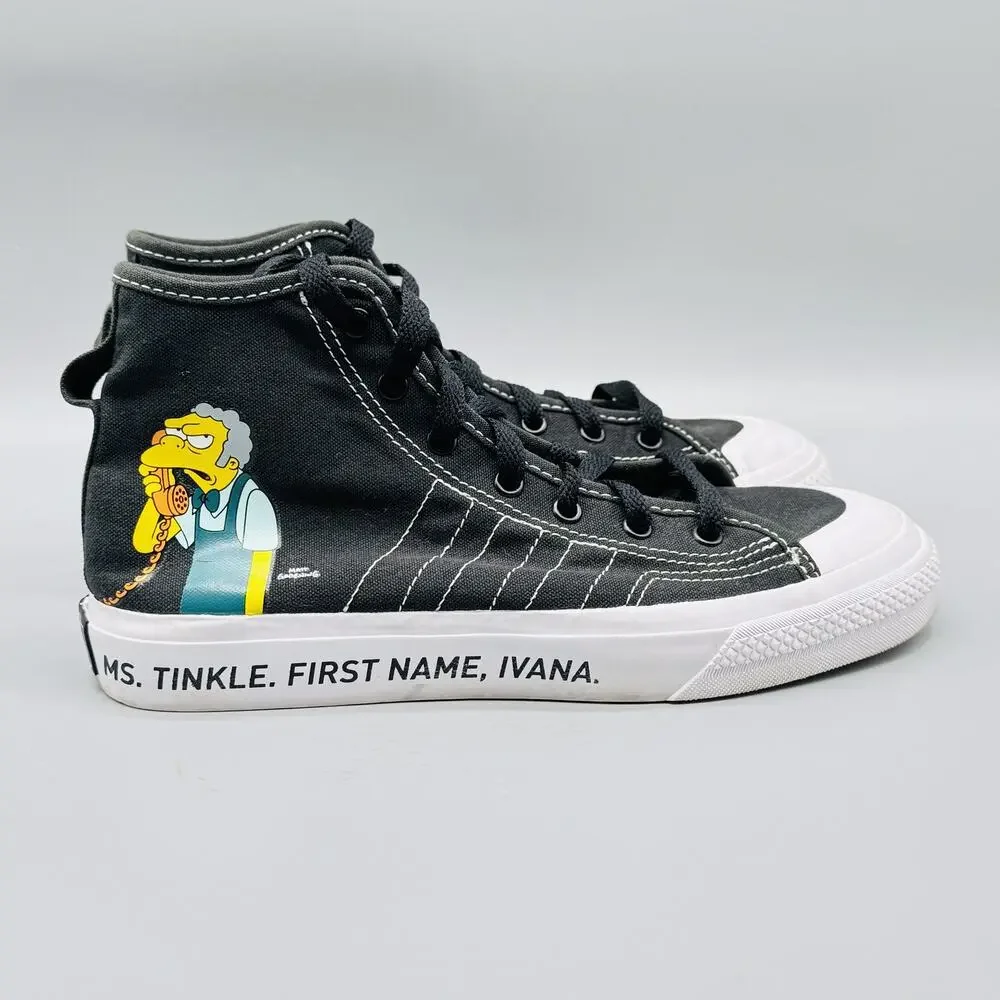 Adidas Nizza Shoes Mens 5 Simpsons Bart Moe Collection Black High Top Sneakers